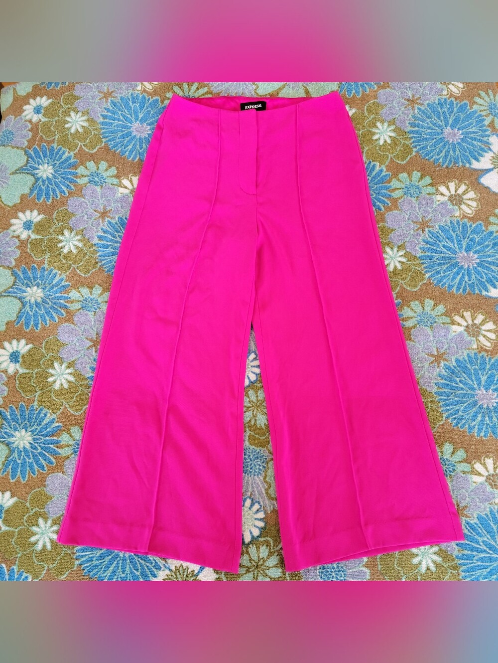 Express | Cropped High Rise Wide Leg Pink Pants